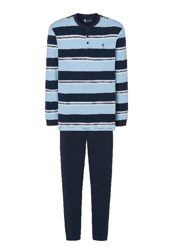 Pijama Hombre Largo Tapeta Punto Rayas - Azul 5582_39