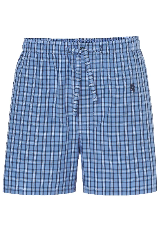 Pantalón Pijama Corto Hombre Popelín Cuadros - Azul 8503_33