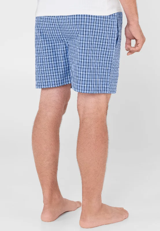 Pantalón Pijama Corto Hombre Popelín Cuadros - Azul 8503_33