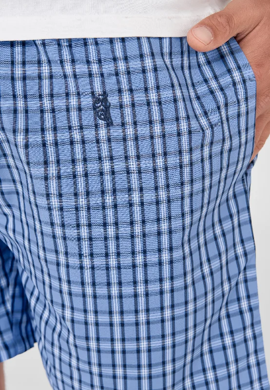 Pantalón Pijama Corto Hombre Popelín Cuadros - Azul 8503_33