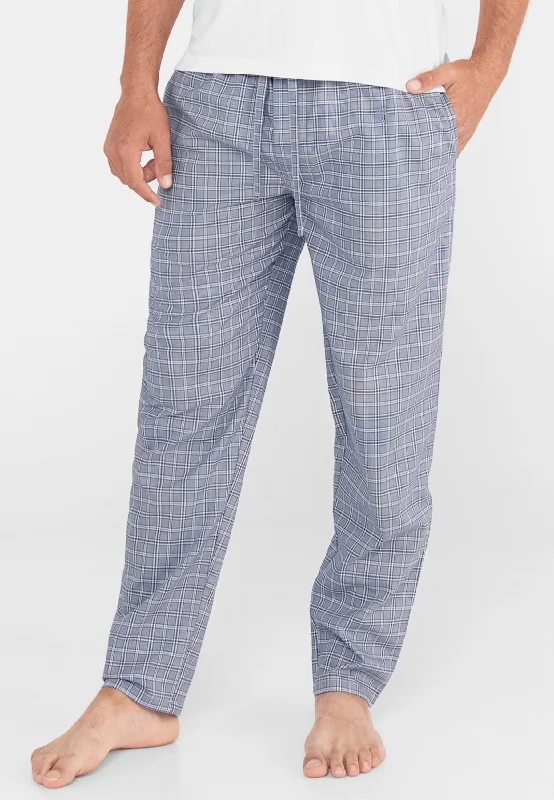 Pantalón Pijama Largo Hombre Popelín Cuadros - Azul 8976_36 Pantalón Pijama Largo Hombre Popelín Cuadros - Azul 8976_36