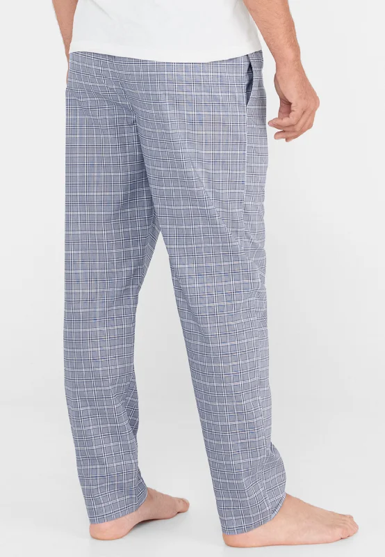 Pantalón Pijama Largo Hombre Popelín Cuadros - Azul 8976_36 Pantalón Pijama Largo Hombre Popelín Cuadros - Azul 8976_36