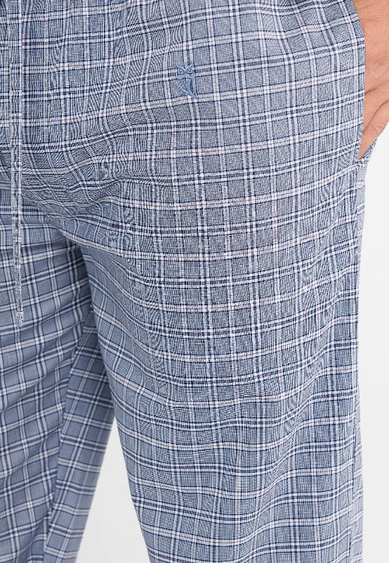 Pantalón Pijama Largo Hombre Popelín Cuadros - Azul 8976_36 Pantalón Pijama Largo Hombre Popelín Cuadros - Azul 8976_36