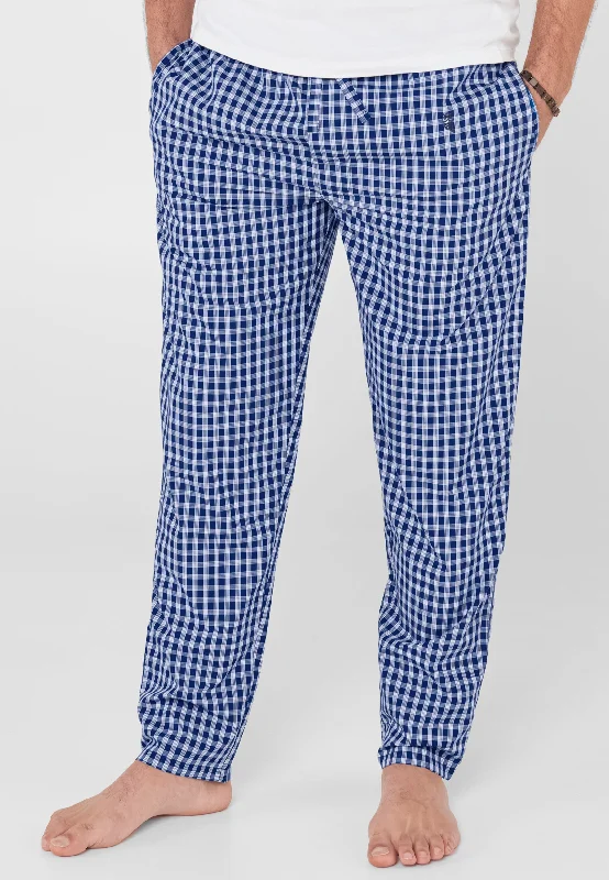 Pantalón Pijama Largo Hombre Popelín Cuadros - Azul 8978_38