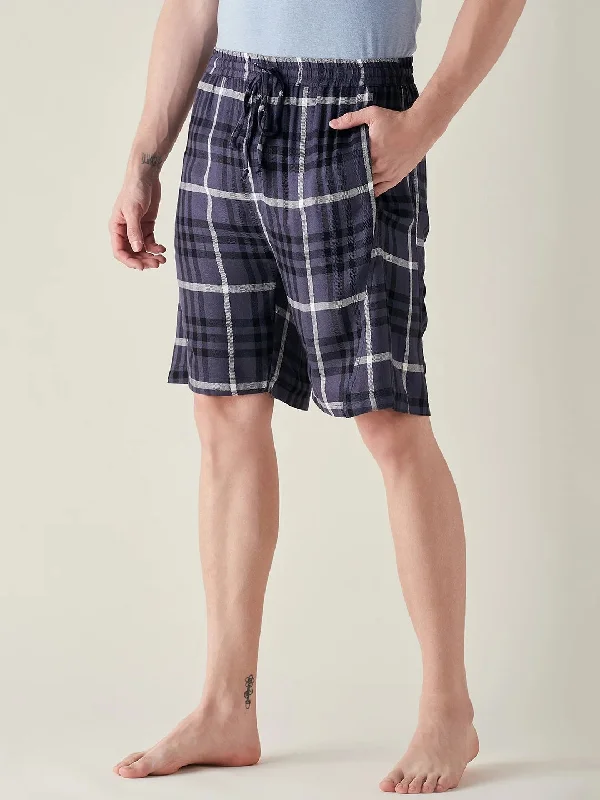 Mens Blue Supersoft Plaid Twill Cotton Shorts