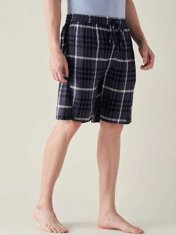 Mens Blue Supersoft Plaid Twill Cotton Shorts