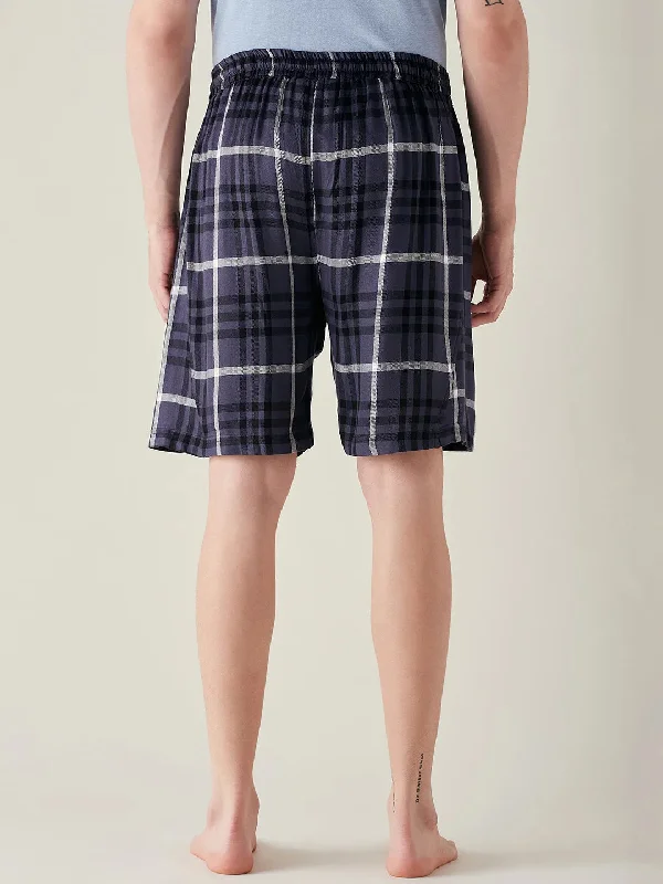 Mens Blue Supersoft Plaid Twill Cotton Shorts