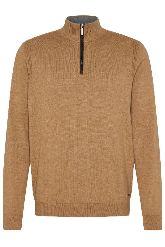 BUGATTI Quarter Zip Long Sleeve Jumper BEIGE REG