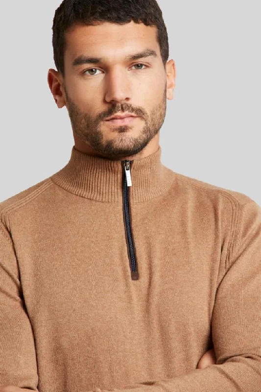 BUGATTI Quarter Zip Long Sleeve Jumper BEIGE REG