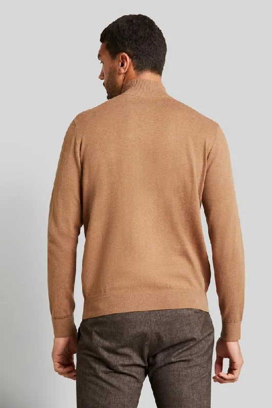 BUGATTI Quarter Zip Long Sleeve Jumper BEIGE REG